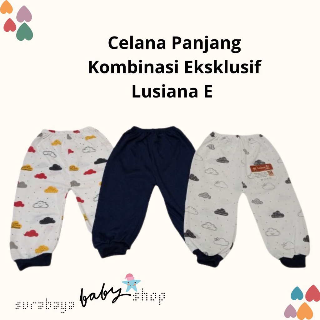 Celana Panjang Bayi New Born Kombinasi Eksklusif SNI Lusiana E 1pc / 3pc / 6pc 651230