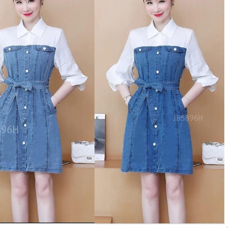 Sale | FG2 | Dress denim wanita terbaru dress Korean style Tamira dress denim Kombi / Dress remaja A