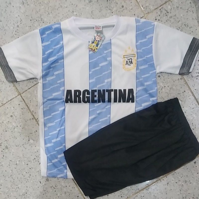 Jersey Argentina Home Kids World Cup 2022 Setelan Bola Anak Argentina Messi
