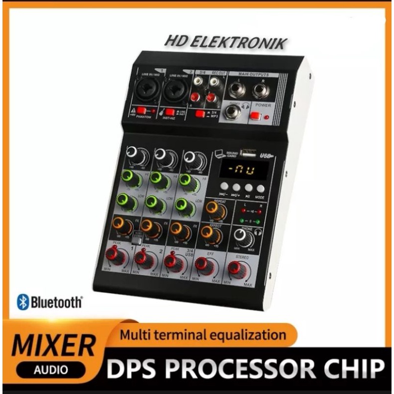 Mixer Audio F4A mini mixer bloutood 4 chennel suport buat mobil 12v sudio sistem