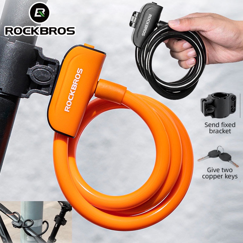 ROCKBROS RKS515 Kunci Gembok Sandi Sepeda  ABS Sepeda-Bike Bicycle Lock Ring 110CM hitam/jeruk Portable Cable Lock