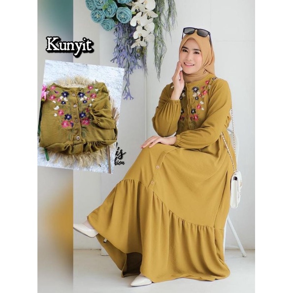 [Fashion Muslim] CIARA dan HAVYA BORDIR maxy dress gamis moscrepe renda terbaru terlaris