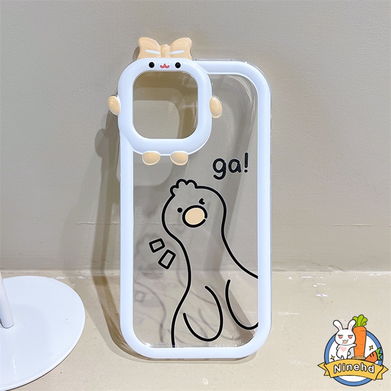 IPHONE Casing Kompatibel Untuk Iphone14 13 12 11 Pro Max X Xr Xs Max7 8 6 6s Plus Se2020 Bebek Lucu Putih Transparan Casing Ponsel Lensa Monster Kecil Shockproof Soft Case Cover Pelindung