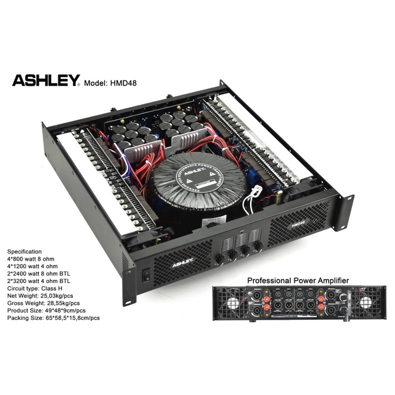 Power Ashley HMD 48 Amplifier Ashley 4 Channel HMD48