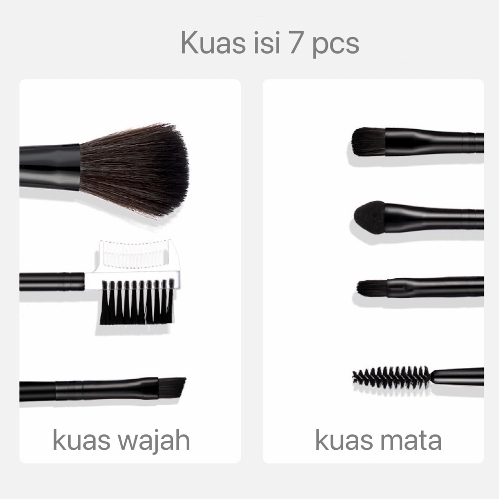 Kuas Makeup Set Kosmetic Brush Powder Eye Shadow Concealer Beauty Free Pouch Isi 7 Pcs