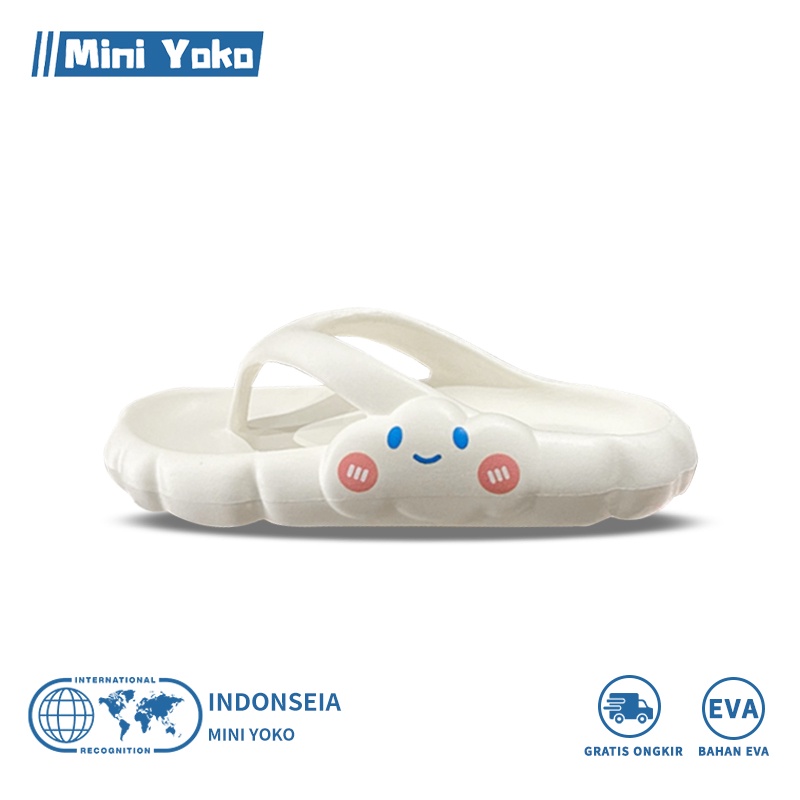 Mini Yoko Sandal jepit wanita terbaru import korea murah Sendal jelly perempuan lucu awan Sandal slop Rumah Santai Bahan EVA tahan aus