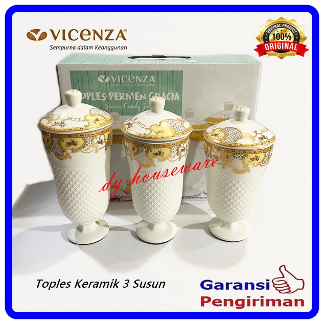 Toples Keramik Set Toples Permen Snack Susun 3 Vicenza B905 BA905