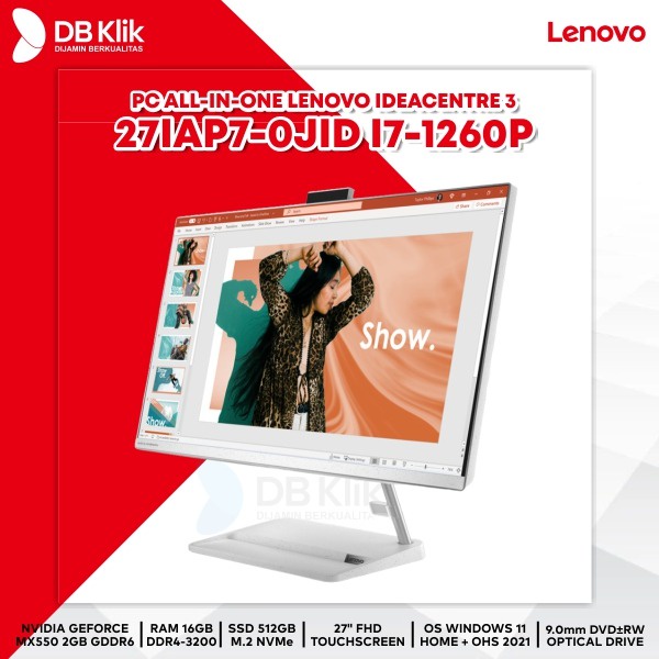 PC AIO LENOVO IC3 27IAP7-0JID I7-1260P 16GB 1TB+SSD512G MX550 27"Touch