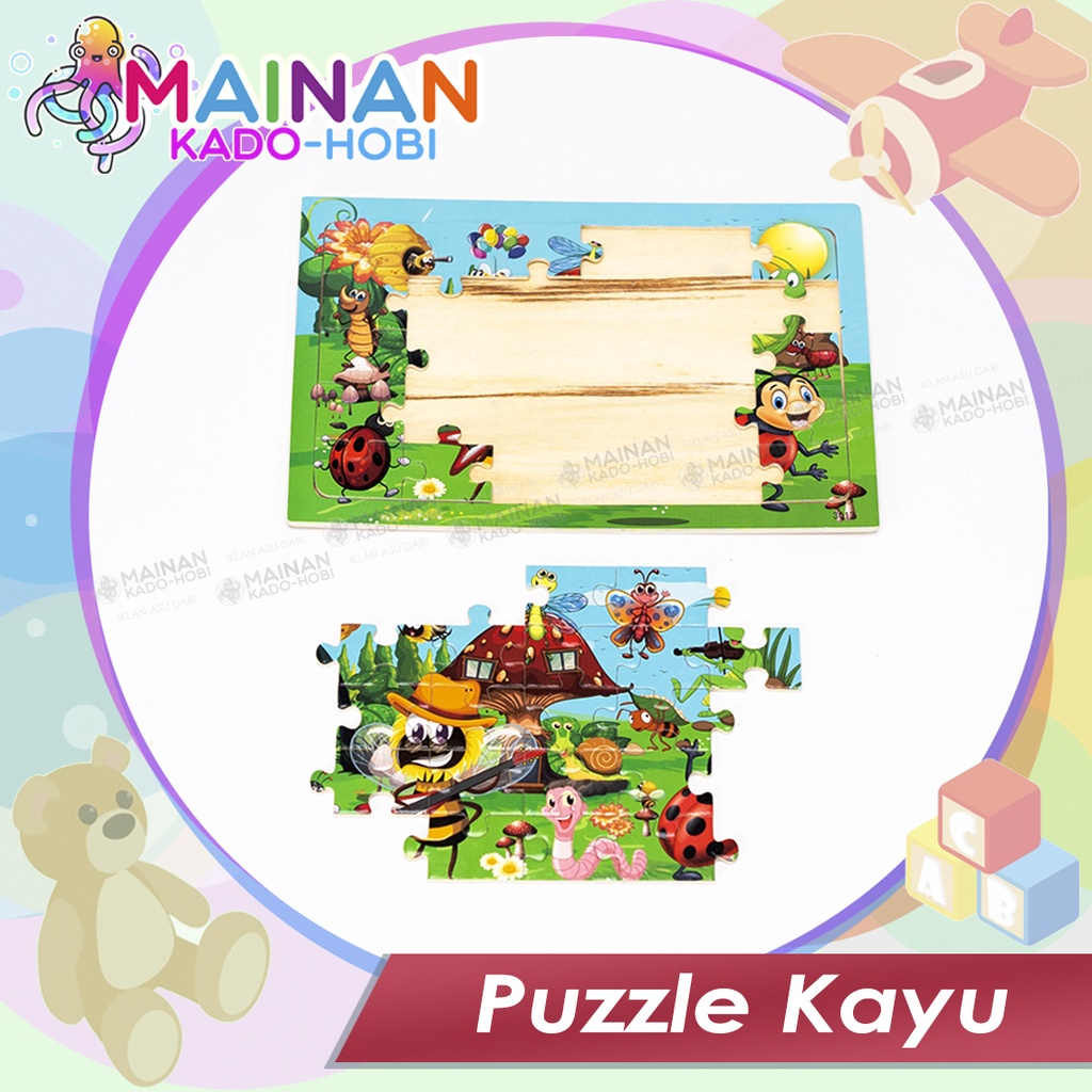 MAINAN EDUKASI ANAK KREATIF PUZZLE KAYU 3D BERGAMBAR MOTIF LUCU