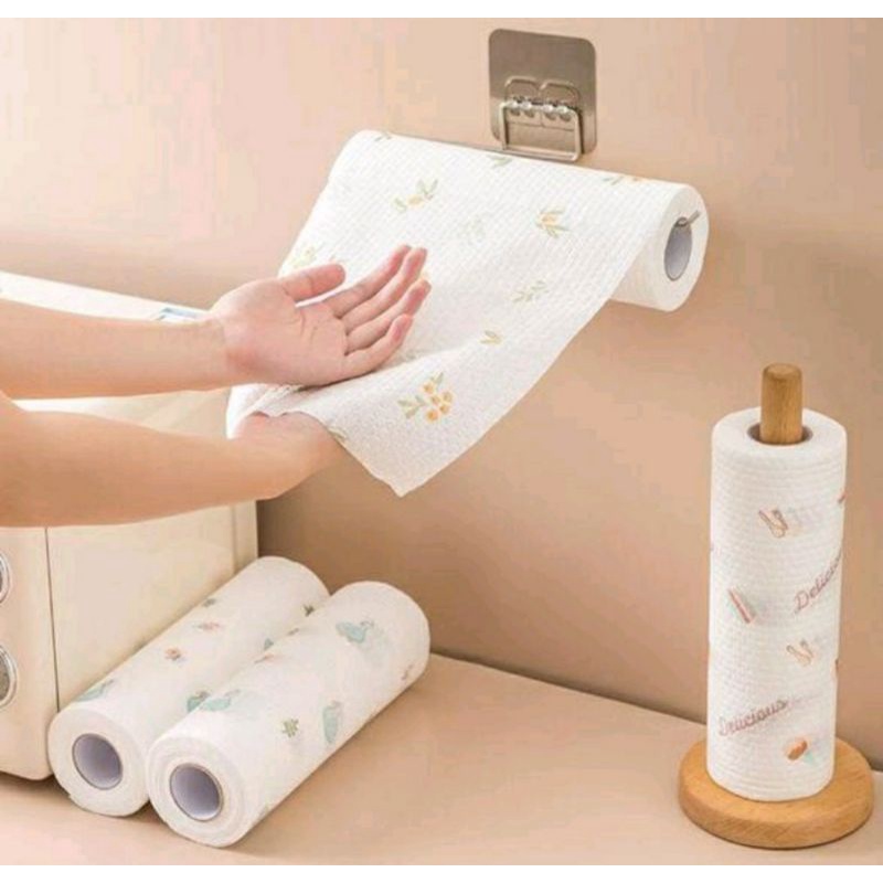 Kain Lap Tissue Roll Dapur anti air dan minyak bermotif bisa dicuci pakai berulang kali