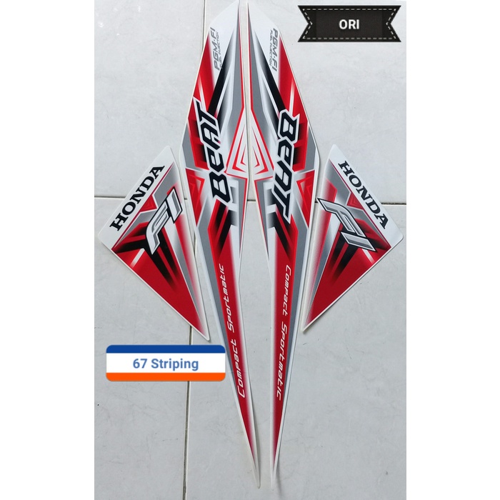 

TERLARIS | Stiker Striping Motor Honda Beat PGM F1 2015 Putih Merah