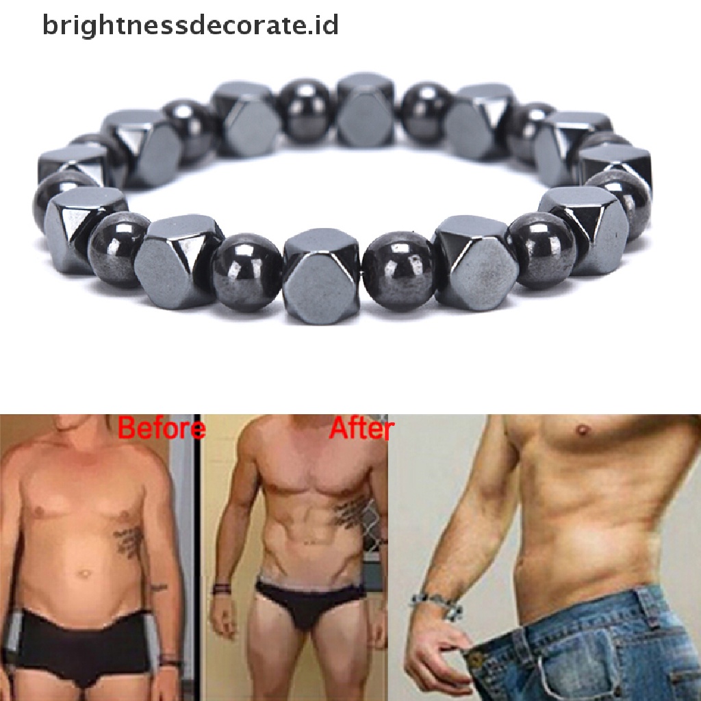 [Birth] Magnetic Hematite Black Beads Stretch Perawatan Kesehatan Gelang Pria Bangles Perhiasan [ID]