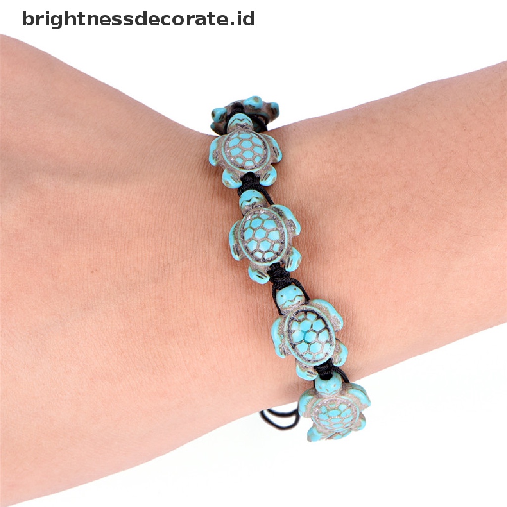 [Birth] Vintage Bohemia Bangle Turquoise Turtle Adjustable Braided Rope Gelang Perhiasan [ID]