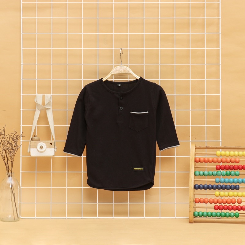 HEPPIKIDSINDO - Baju Koko Anak Laki Laki Hitam uwais Series pakaian Muslim anak bahan Kaos 2-3-4-5-6