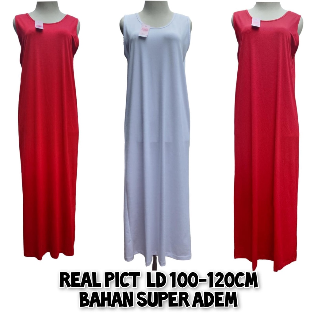 Singlet Panjang Inner Dalaman Panjang Dress Panjang Jumbo Tanktop Panjang Longdress Adem Strech Allsize Fit XXL 3L Manset Panjang Lekbong