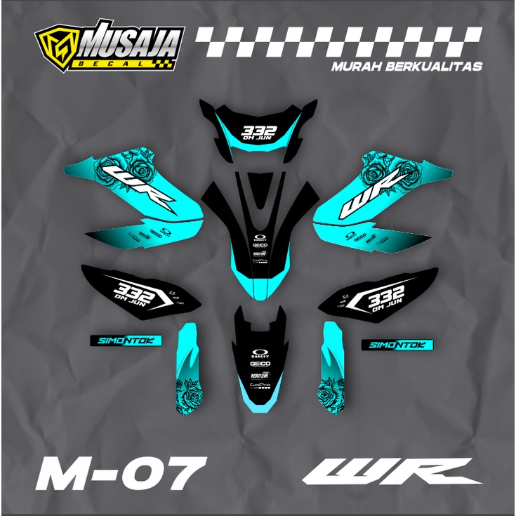 Decal Stiker wr155 full body hitam hijau tosca - Dekal WR 155 fullbody biru putih keren elegan