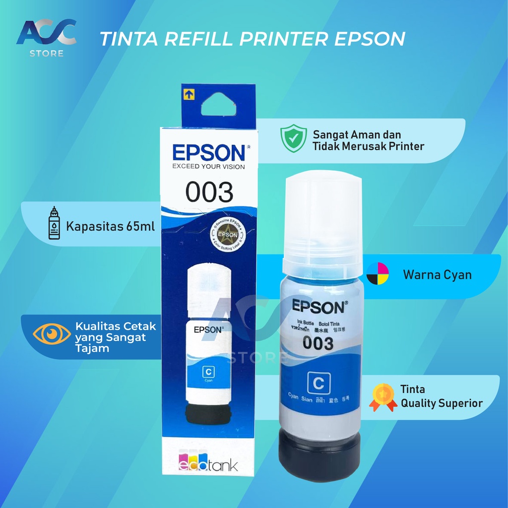 1 SET 4 PCS Tinta Epson 003 Isi Ulang Printer L1110 L3110 L3150 L5190 L3101
