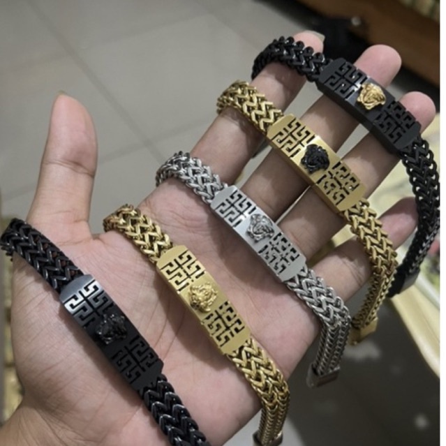 gelang tangan titanium magnet panjang 21 cm buat cowok keren