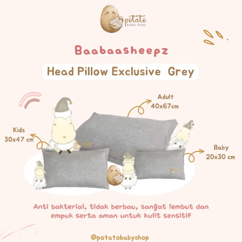 Baabaasheepz Head Pillow Grey - Bantal Baabaasheepz