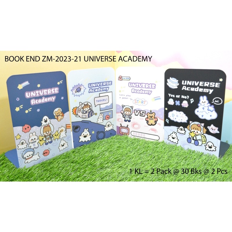 

penahan buku atau stand book motif universe academy isi 2 pc