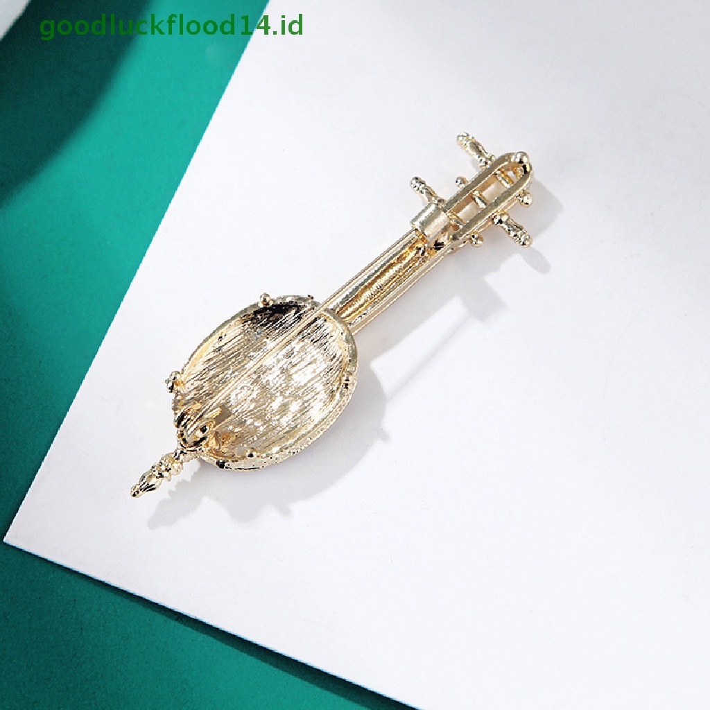 [GOOGFOUR] Fashion Violin Pipa Pin Bros Berlian Imitasi Alat Musik Brooch Pins [TOP]