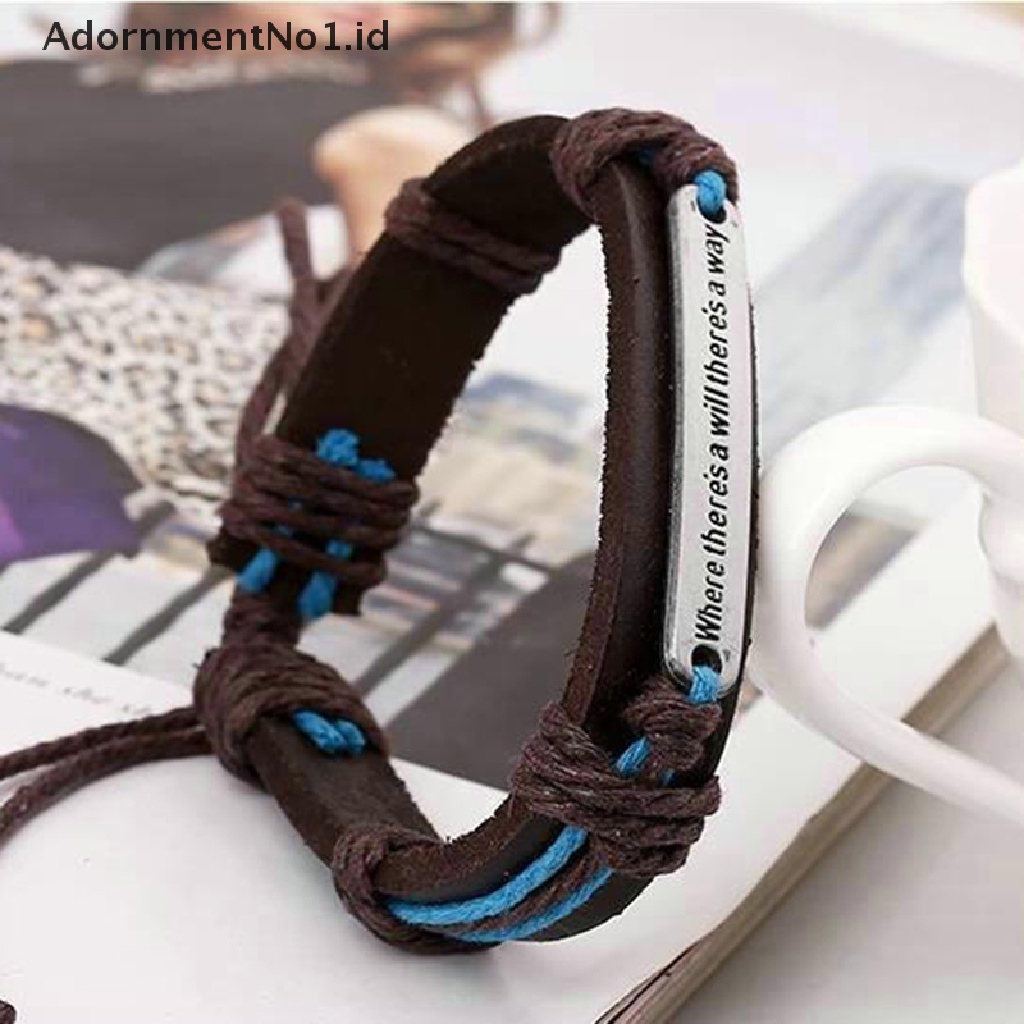 [AdornmentNo1] Diy Handmade Pria Cuff Surfer Tribal Rami braided Wrap Wrist Leather Gelang Baru [ID]