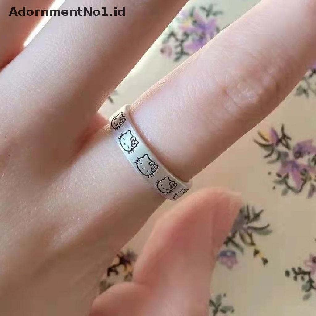 [AdornmentNo1] Hellokittys Kuromi Kawaii Cincin Pasangan Mental Berlapis Tembaga Putih Hadiah Yang Dapat Disesuaikan [ID]