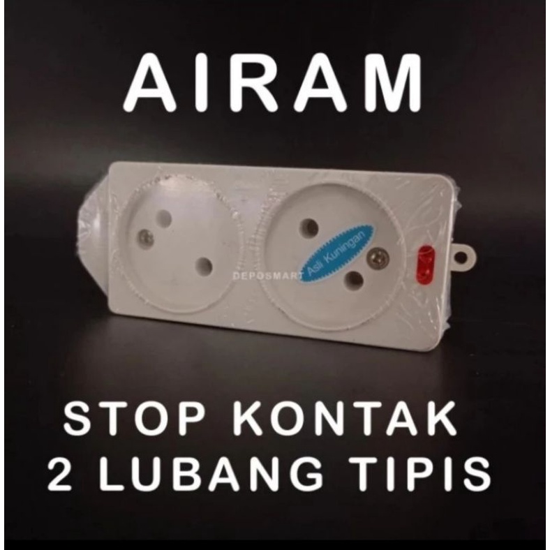 AIRAM Stop Kontak Gepeng Tipis 2 Lubang + Lampu Standar SNI