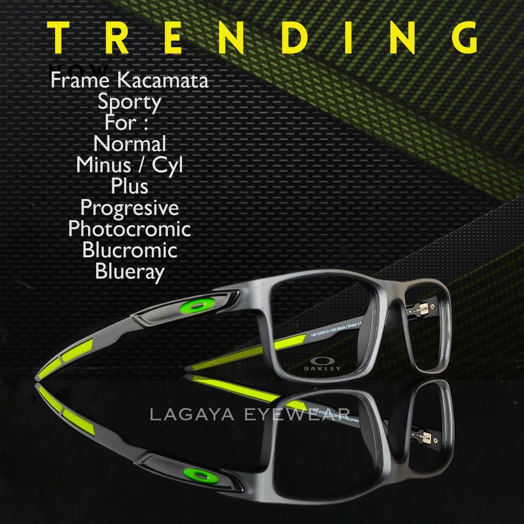 KACAMATA PRIA GAYA FASHION OAKLEY 1354 LENSA NORMAL CR FREME GAGANG FIBER SOLID TRAND AKSESORIS TERB