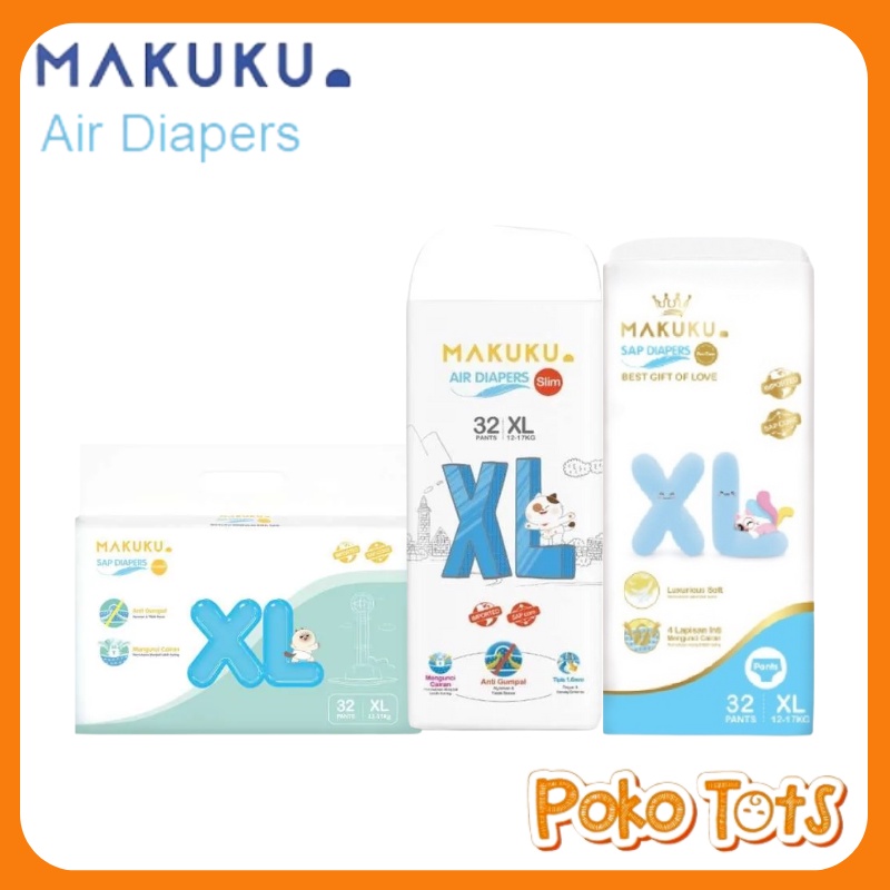 Makuku Air Diapers Pants Pro Care Slim/Comfort XL32 Popok Bayi Celana Anti Gumpal Diaper Pants Size XL Isi 32pcs