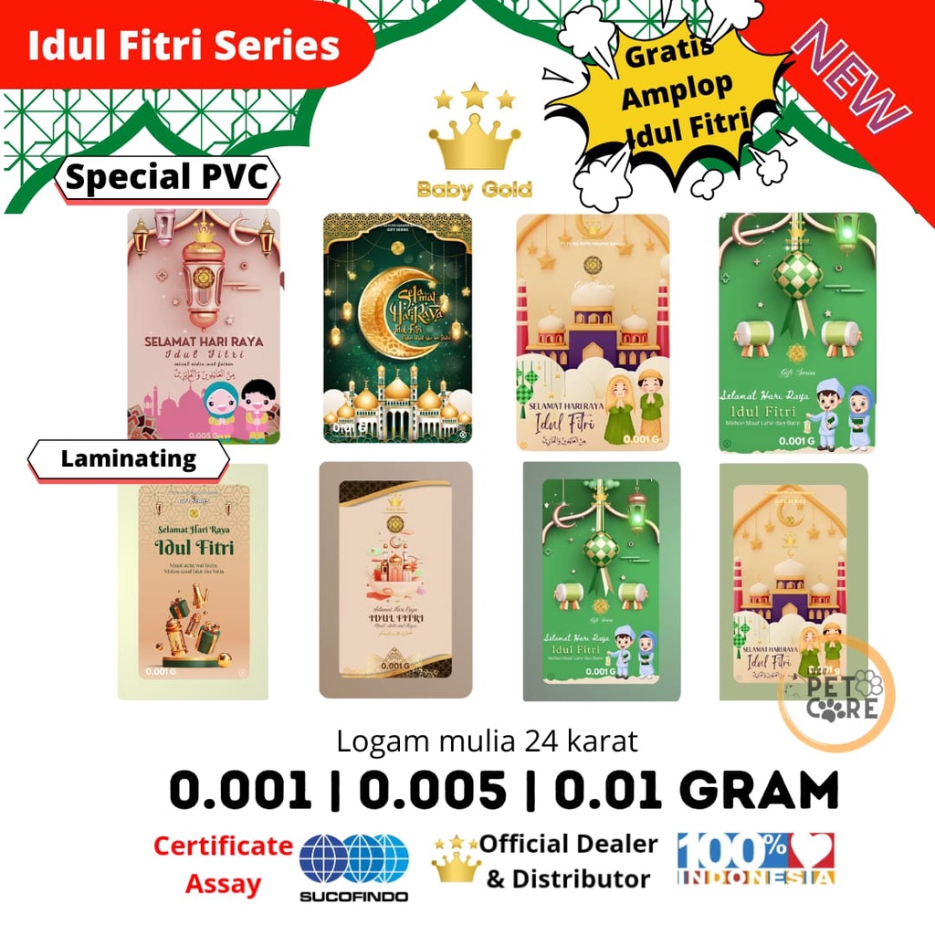 NEW PRODUCT BABY GOLD edisi IDUL FITRI 0.001 GRAM EMAS MINI LOGAM MULIA(GRATIS AMPLOP )