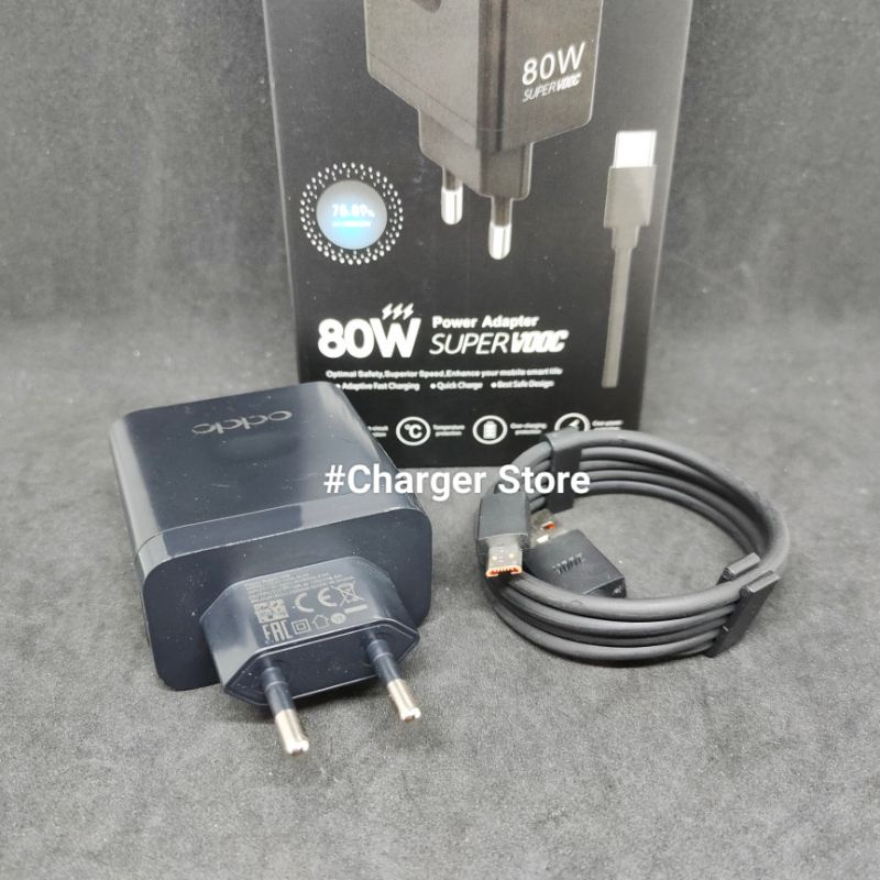 Charger Oppo Hitam Micro USB ORIGINAL 100% 80W 6.5A SUPER VOOC DART Fast Charging