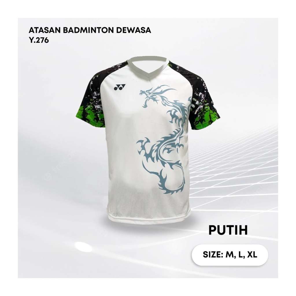 Kaos bulutangkis pria Y276 baju badminton atasan olahraga jersy wanita dewasa t-shirt outfit seragam kostum jersey casual suit pakaian jarsey oblong apparel sport jersi sudirman thomas uber cup bulu tangkis putih polos