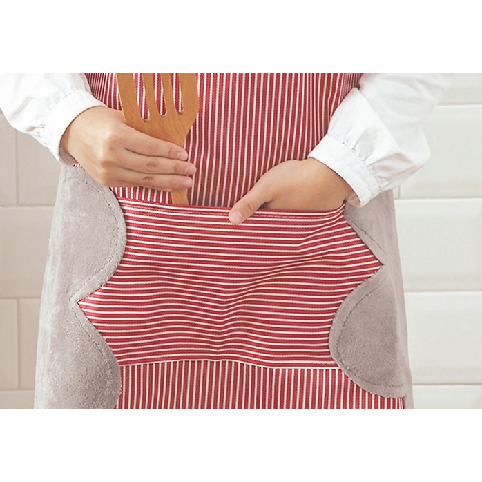 Celemek Dapur Apron Masak Anti Air dan Minyak Waterproof / Celemek Masak Apron NEW Motif Salur / Masak Waterproof Premium Motif Garis /  Celemek Dapur Bisa Lap Tangan Premium /  Celemek Apron Waterproof