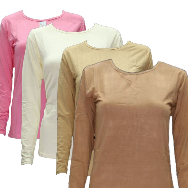 Manset Kaos Lengan Panjang Krah Bulat Inner Baju Krah Oblong