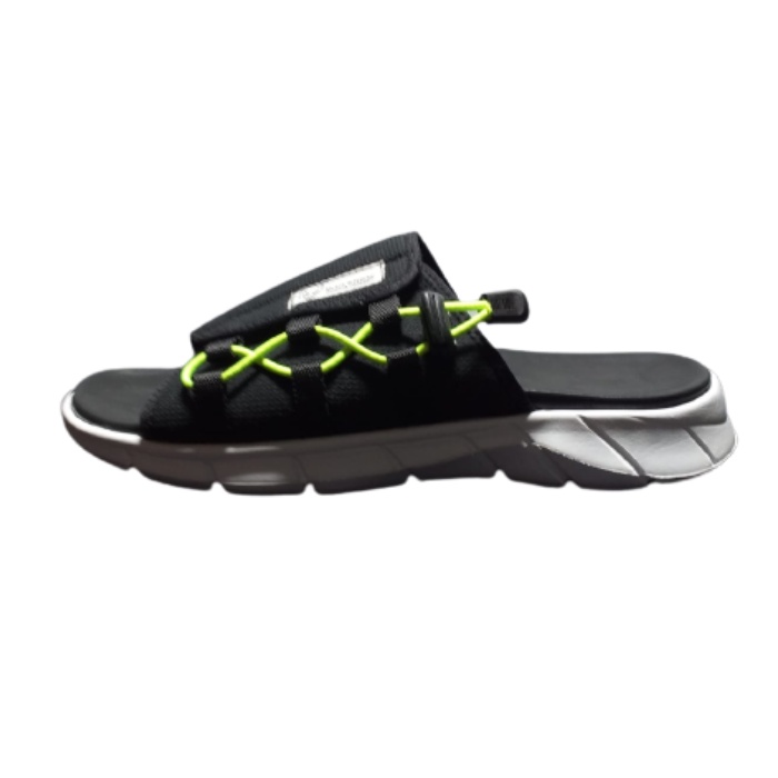 Sandal Slide Pria Slip On Simple Ringan Hitam Putih WTR Crow Subaly Black White