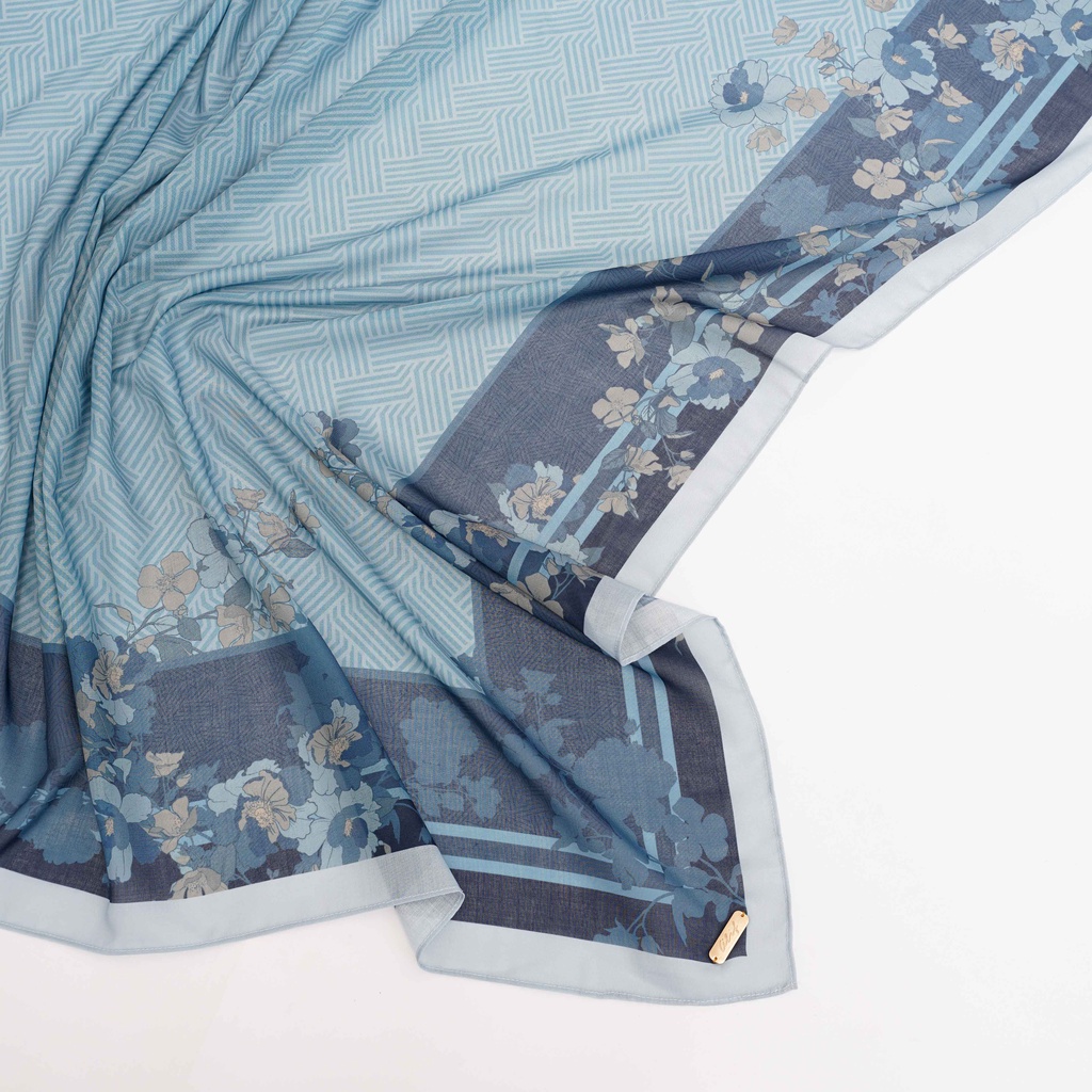 ALIF JILBAB SEGI EMPAT MOTIF PARIS PREMIUM KOREA - OMBRERO IN PAGEANT BLUE ( SPR-D5-005 )