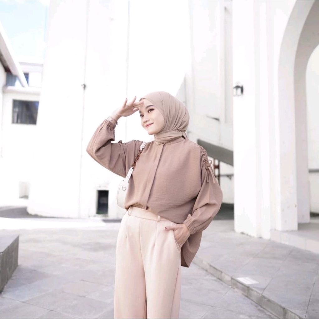 Kemeja Serut Oversize Cringkle Airflow Atasan / Blouse Jumbo Kemeja Serut Wanita