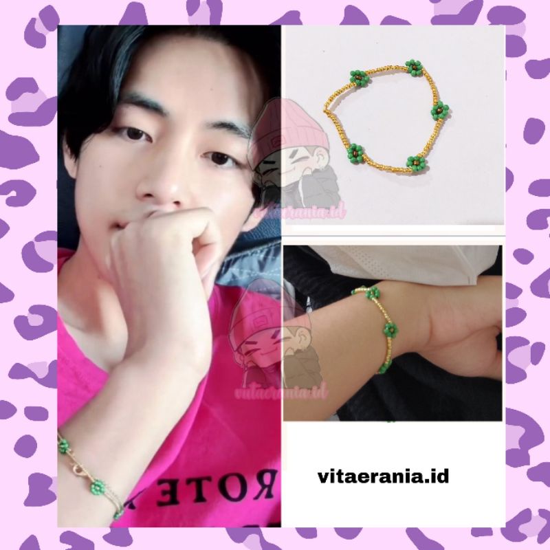 (green daisy bracelet ) taehyung bracelet | gelang taehyung | gelang kpop idol | v bracelet | gelang
