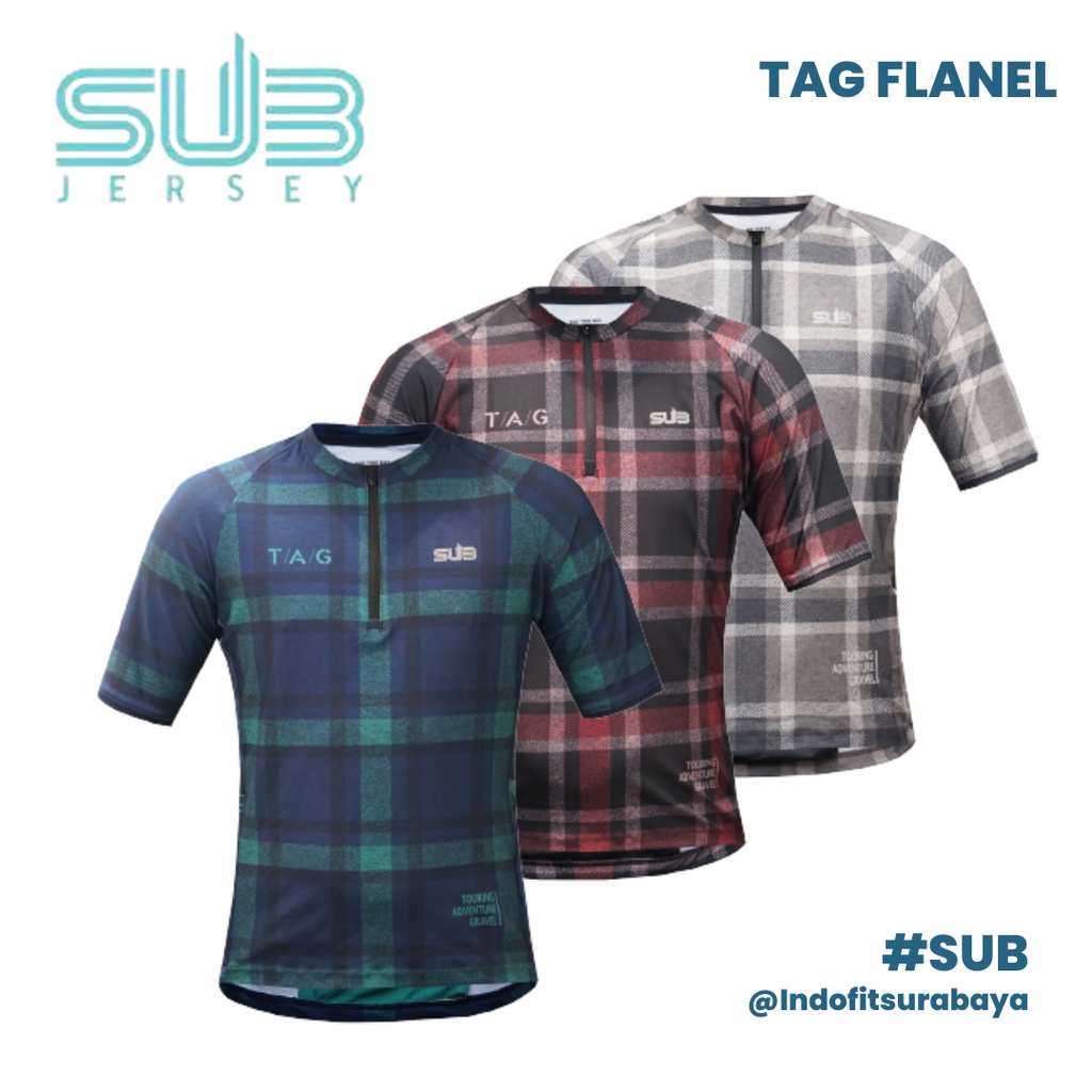 Jersey SUB Flanel Tag Gravel Subjersey Collection Short Sleeve Sepeda