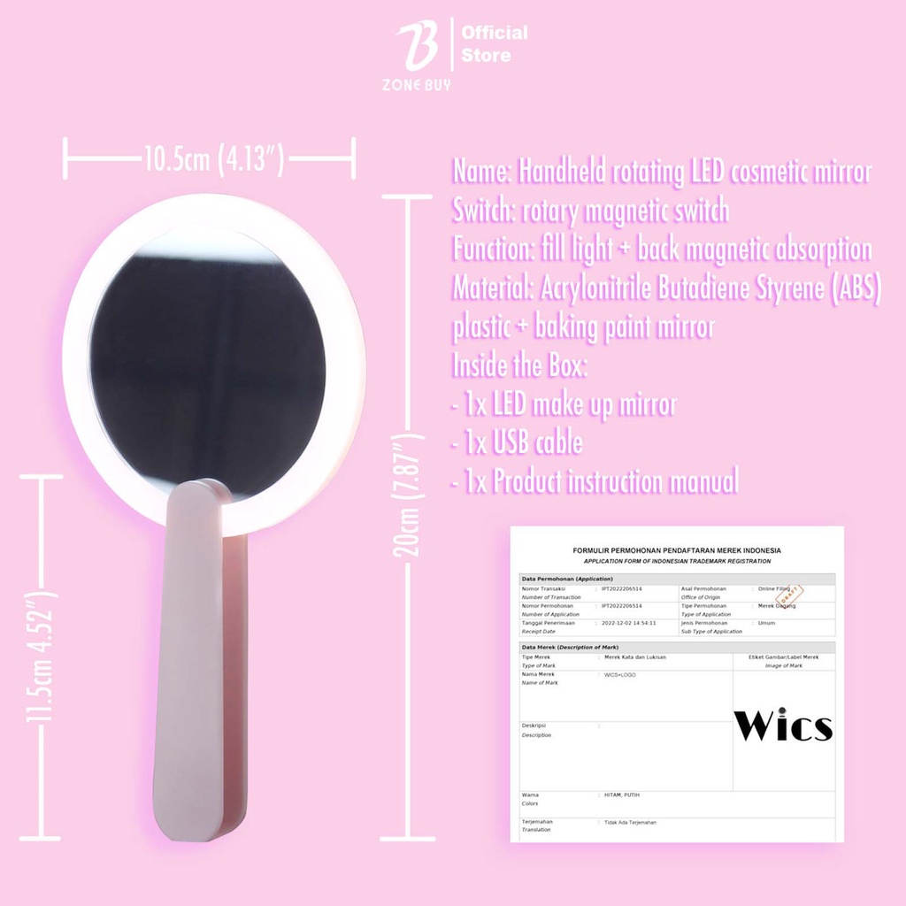 Make Up LED Mirror Standing / Cermin Lipat Portable Import / Kitty Telinga Kucing Bulat Mirror Makeup /lampu led mirror Cermin Make Up Bulat Dengan Lampu LED