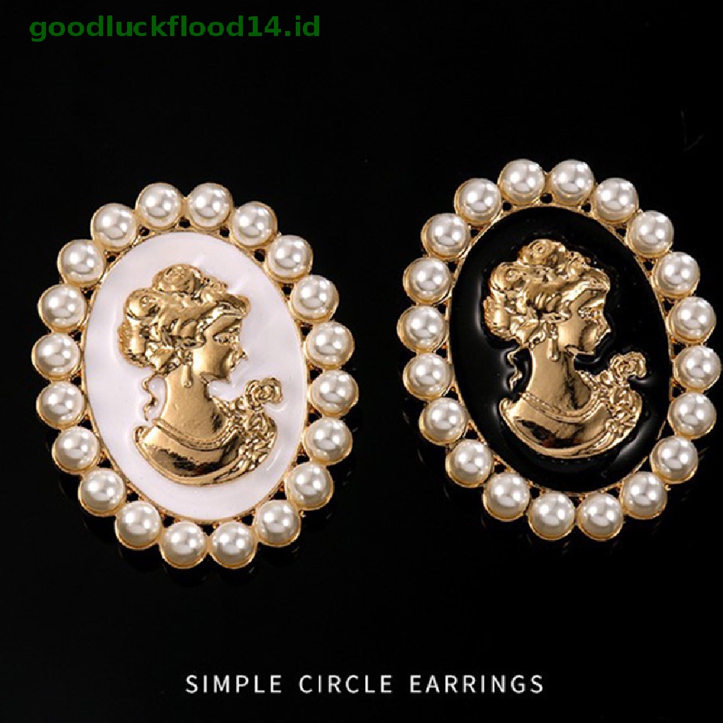 [GOOGFOUR] 1pc Vintage Emas Kecantikan Kepala Mutiara Bros Alloy Drip Minyak Plag Lapel Pin [TOP]