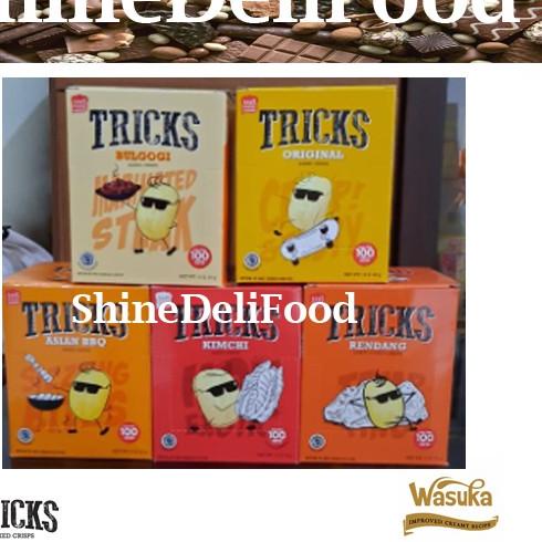 

PROMO[HJ]-Tricks Paket Komplit lengkap 5 rasa- Tricks Snack - Bulgogi, Kimchi, Original, BBQ, Rendang-