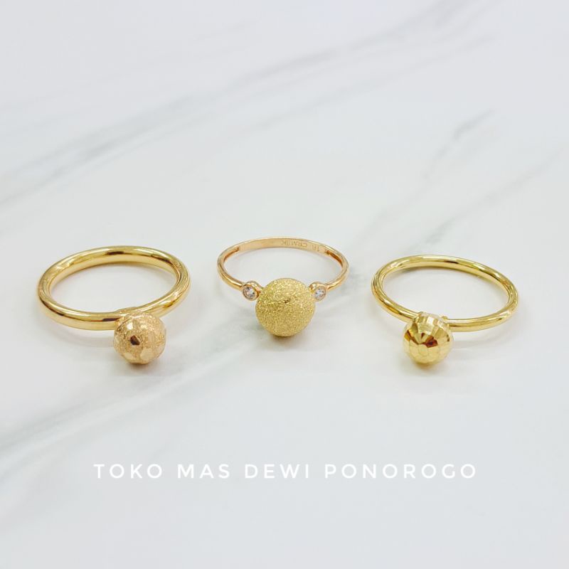 CINCIN BOLA SLEP PASIRAN Emas Asli Kadar 8K/375% Yellow Gold