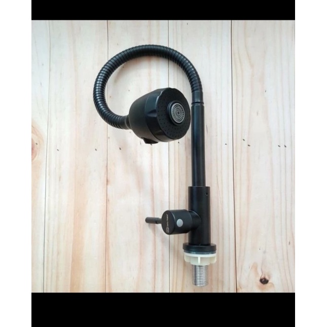 Kran fleksibel tanam Hitam bahan stainless asli / kran cuci piring tanam stailess 304 black