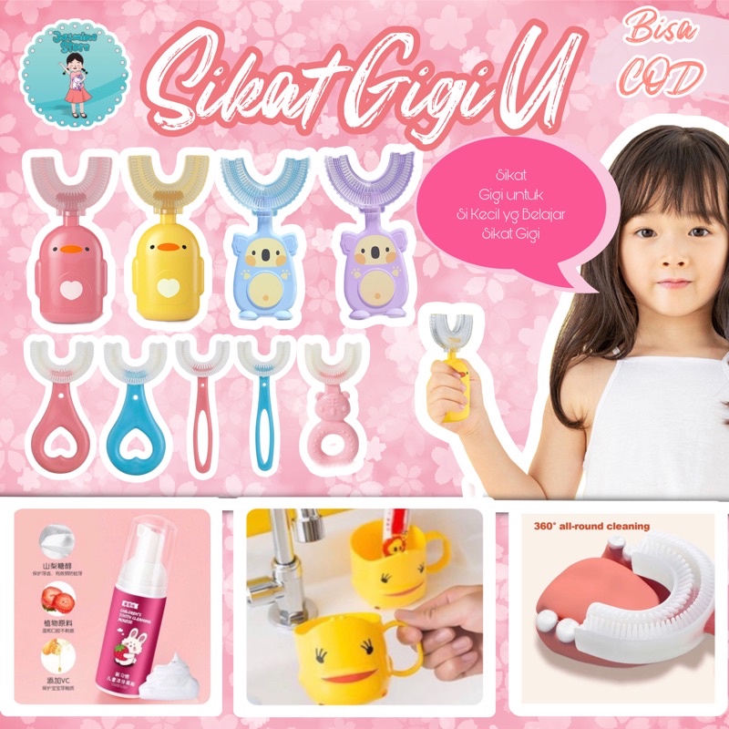 Sikat Gigi anak bentuk U/ Toothbrush bahan Silicon BPA free/Sikat Gigi Baby/Sikat gigi Anak Bentuk U Bahan Silikon Toothbrush Bayi/Sikat Gigi Silikon/Sikat Gigi Anak Terbaru Model U