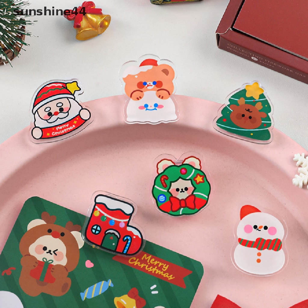 Sunshine 2/5Pcs Klip Pengikat Bookmark Dekoratif Memo Clip Photo Card Holder Natal Transparan Klip Kertas Akrilik Makanan Ringan Sealing Clip Diy Clips.