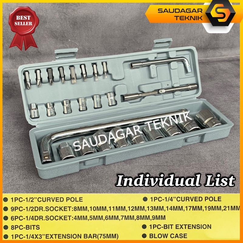 Kunci Sok Set Kenmaser 27 Pcs Kunci Sock Soket Socket Wrench Set