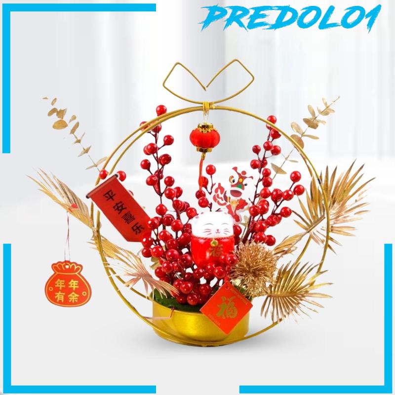 [Predolo1] Ornamen Imlek Berlampu Bunga Buatan Pot Untuk Pernikahan Rumah