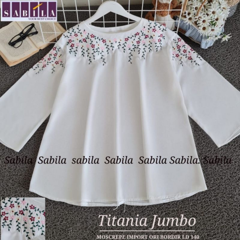 ATASAN WANITA BIGSIZE JUMBO BLOUSE PUTIH BORDIR